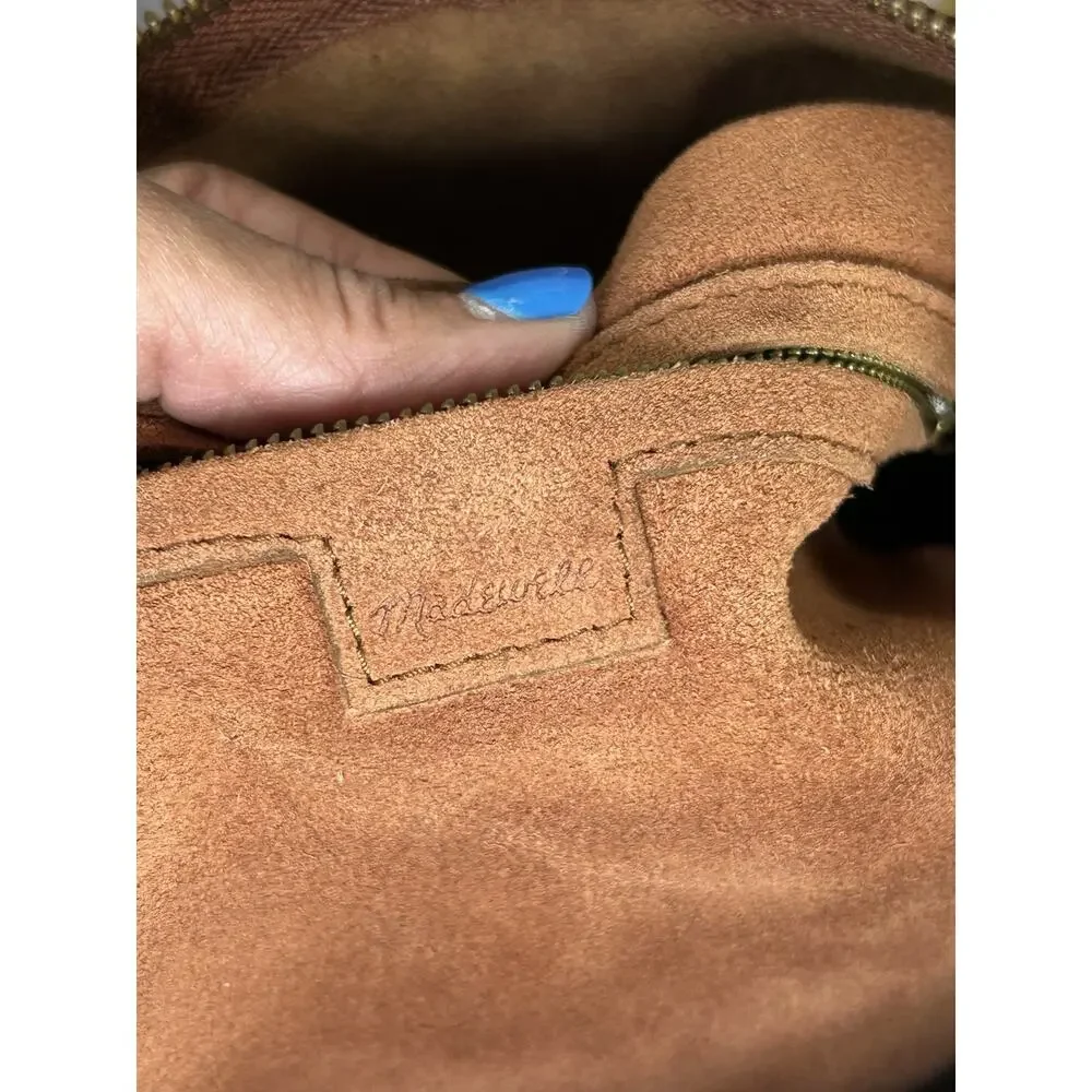 Madewell Leather Zip Top Bucket Tote Bag Brown Shoulder Bag